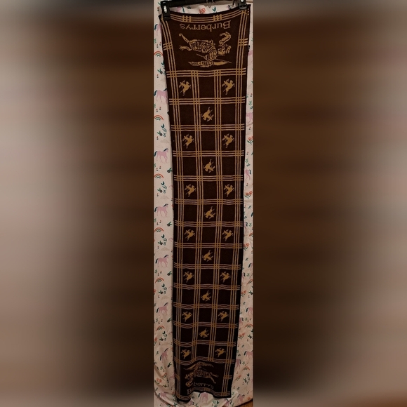 EUC Vintage 80s Burberrys Beige & Mocha Cashmere Reversable Casual Winter Scarf - Picture 5 of 7